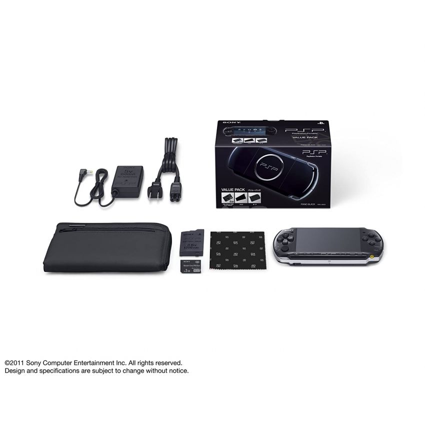 USED - SONY - PlayStation PSP-3000 Handheld Console, 128GB Bulit-in Games - Piano Black Value Pack Japan Model - Second-Hand