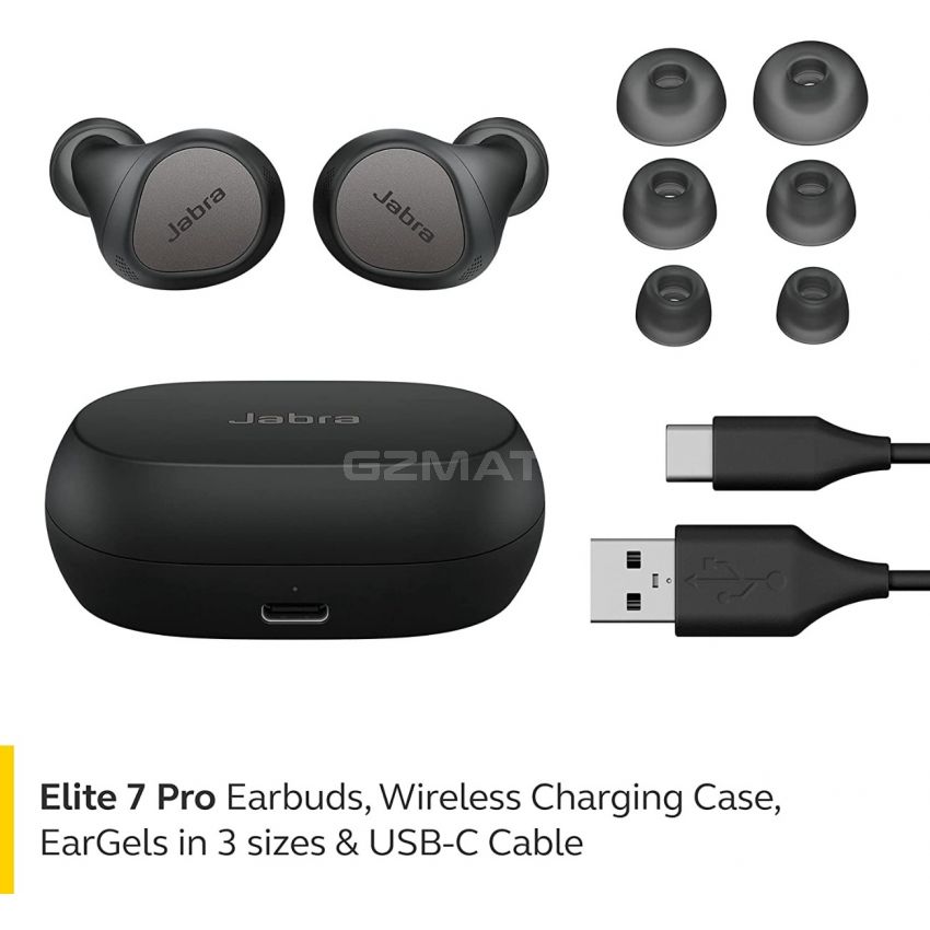 Jabra Elite 7 Pro in Ear Bluetooth Earbuds - Adjustable Active Noise Cancellation True Wireless Buds in a Compact Design with Jabra MultiSensor Voice Technology for Clear Calls - Titanium Black