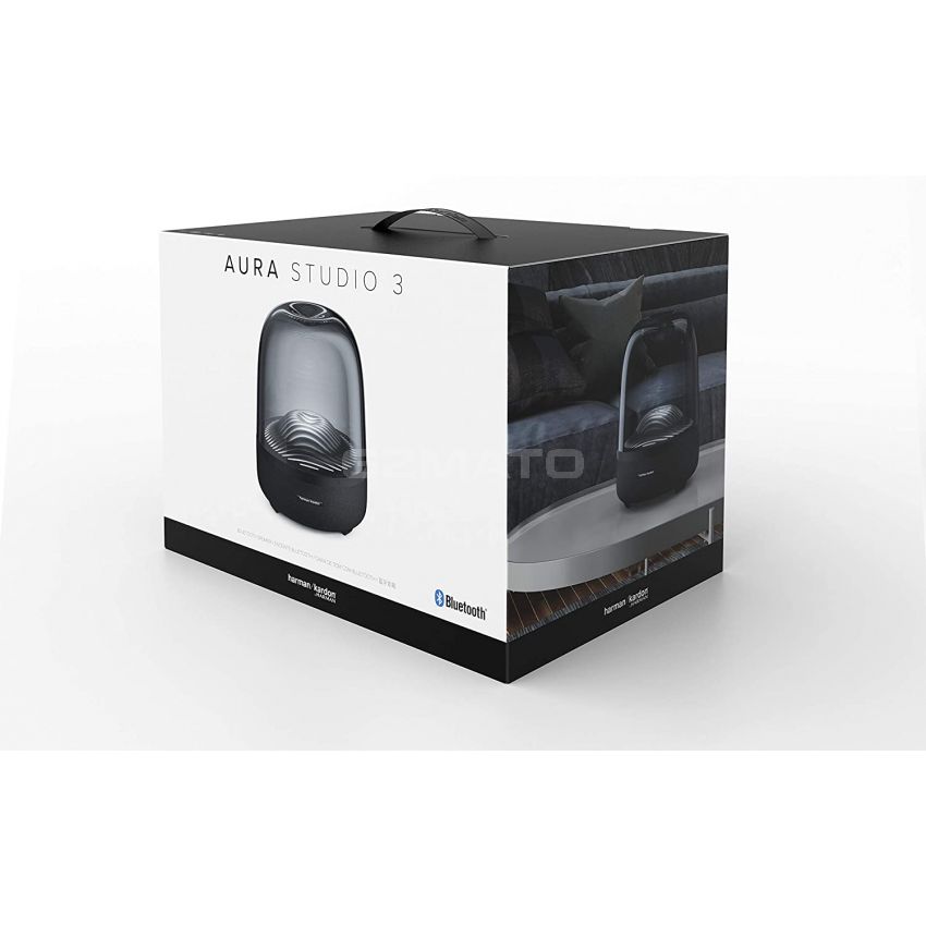 Harman Kardon Aura Studio 3 - Elegant, BT Wireless Speaker with Premium Design and Ambient Lighting - Black