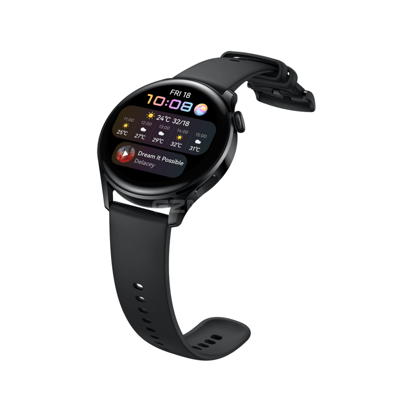 HUAWEI Watch 3 | 1.43 Inches Connected GPS Smartwatch with Sp02 and All-Day Health Monitoring | 14 Days Battery Life - Black Fluoroelastomer Strap