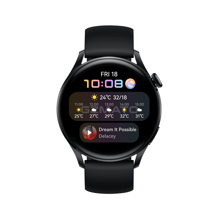 HUAWEI Watch 3 | 1.43 Inches Connected GPS Smartwatch with Sp02 and All-Day Health Monitoring | 14 Days Battery Life - Black Fluoroelastomer Strap