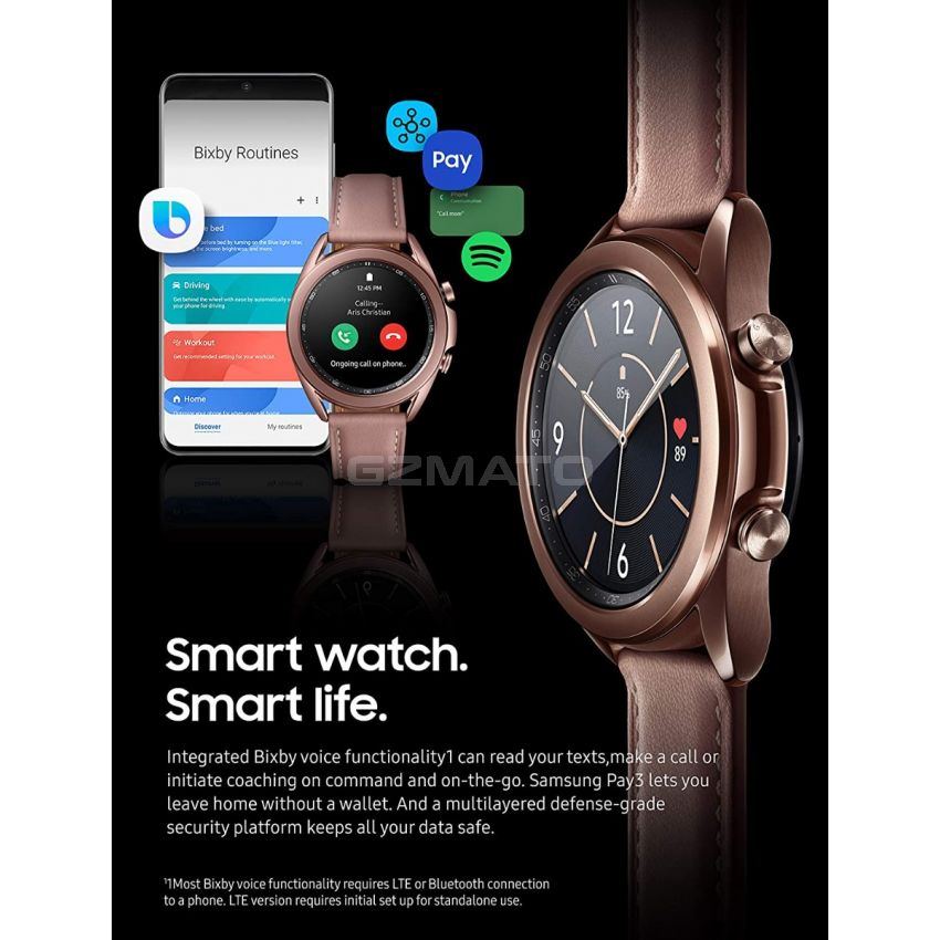 Samsung Galaxy Watch 3  (41mm, GPS, Bluetooth) Smart Watch with Advanced Health Monitoring, Fitness Tracking, and Long Lasting Battery - Mystic Bronze (HK Version)