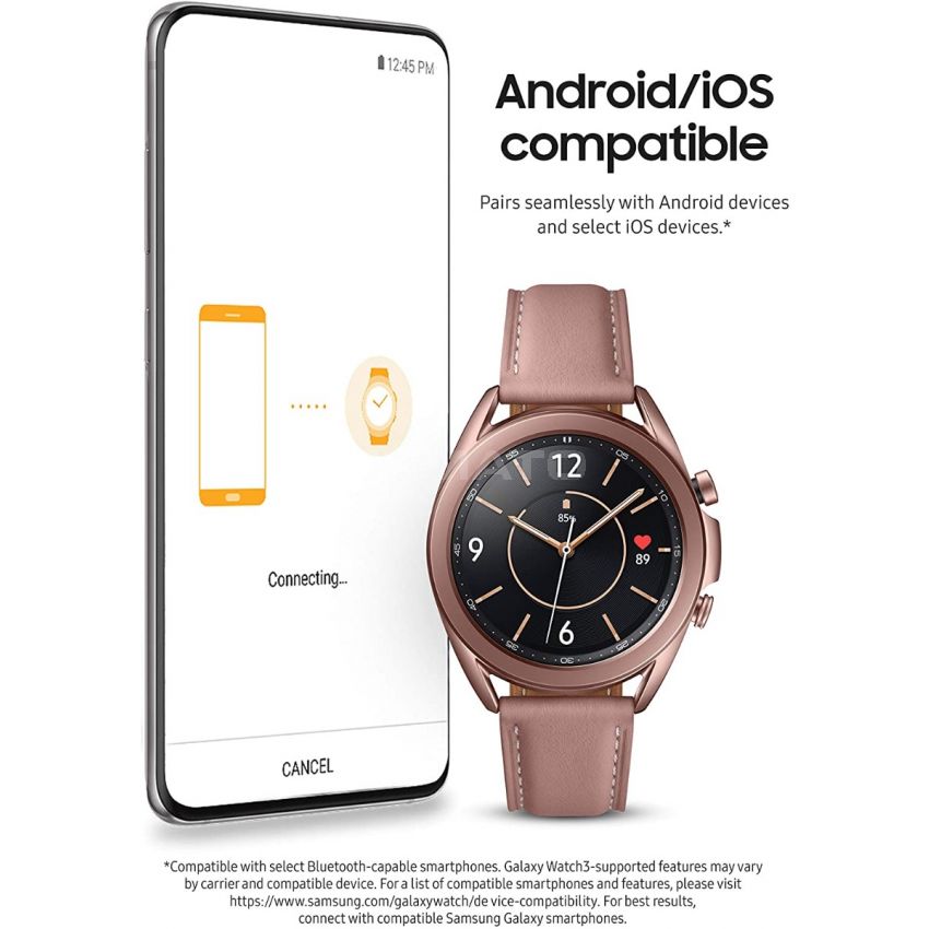 Samsung Galaxy Watch 3  (41mm, GPS, Bluetooth) Smart Watch with Advanced Health Monitoring, Fitness Tracking, and Long Lasting Battery - Mystic Bronze (HK Version)