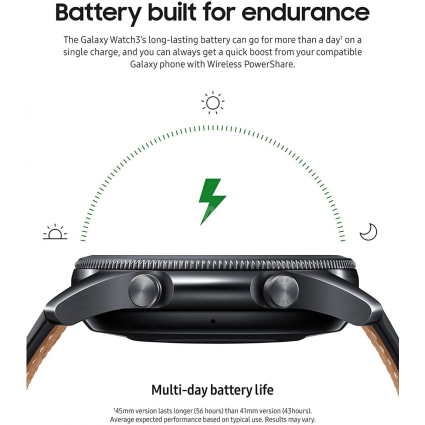 SAMSUNG Galaxy Watch 3 (45mm, GPS, Bluetooth) Smart Watch with Advanced Health Monitoring, Fitness Tracking, and Long lasting Battery - Mystic Black (HK Version)