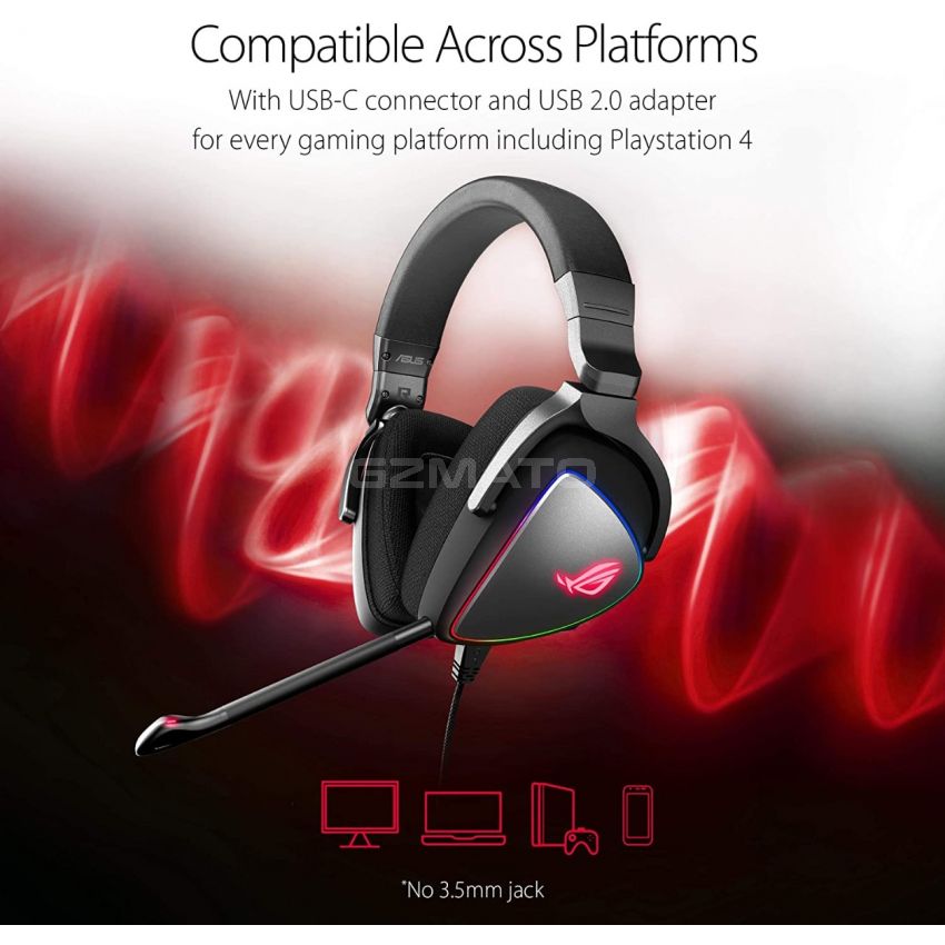 ASUS Gaming Headset ROG DELTA | Headset with Mic and Hi-Res ESS Quad-DAC | Compatible Gaming Headphones for PC, Mac, PS4, Xbox One | Aura Sync RGB Lighting
