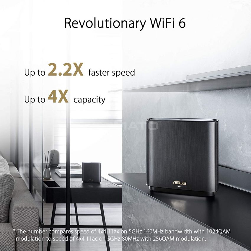 ASUS ZenWiFi AX6600 Tri-Band Mesh WiFi 6 System (XT8 2PK) - Whole Home Coverage up to 5500 sq.ft & 6+ rooms, AiMesh, Included Lifetime Internet Security, Easy Setup, 3 SSID, Parental Control - Black