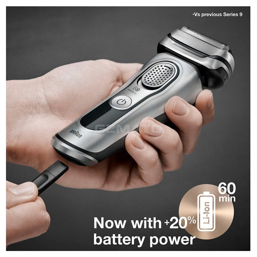Braun Electric Razor for Men, Series 9 9390cc, Electric Foil Shaver, Precision Beard Trimmer, Rechargeable, Cordless, Wet & Dry Foil Shaver, Clean & Charge Station and Leather Travel Case