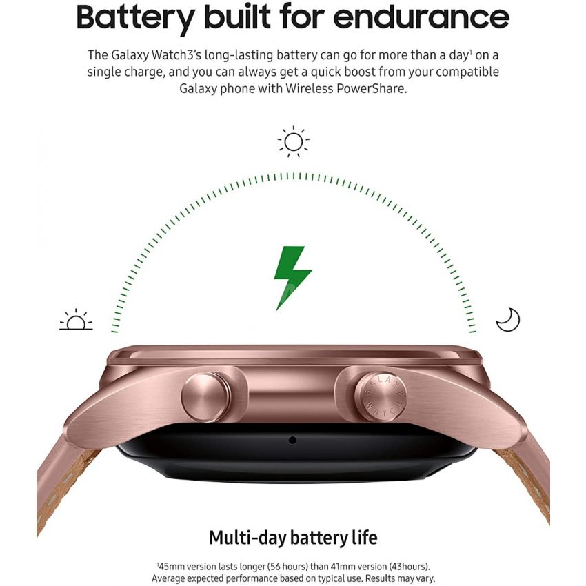 Samsung Galaxy Watch 3  (41mm, GPS, Bluetooth) Smart Watch with Advanced Health Monitoring, Fitness Tracking, and Long Lasting Battery - Mystic Bronze (HK Version)