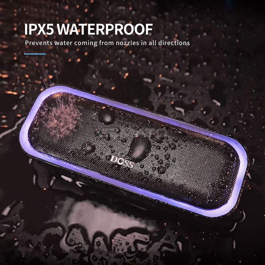 DOSS SoundBox Pro Portable Wireless Speaker with 20W Stereo Sound, Active Extra Bass, IPX5 Waterproof, Wireless Stereo Pairing, Multi-Colors Lights, 20 Hrs Playtime