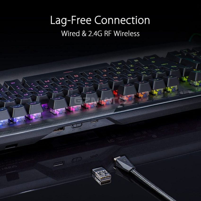 ASUS ROG Claymore II Wireless Modular Gaming Mechanical Keyboard (ROG RX Blue Switches, Detachable numpad & Wrist Rest for TKL 80%/100%, Aura Sync, Media Controls, Fast Charge, USB 2.0 Passthrough)