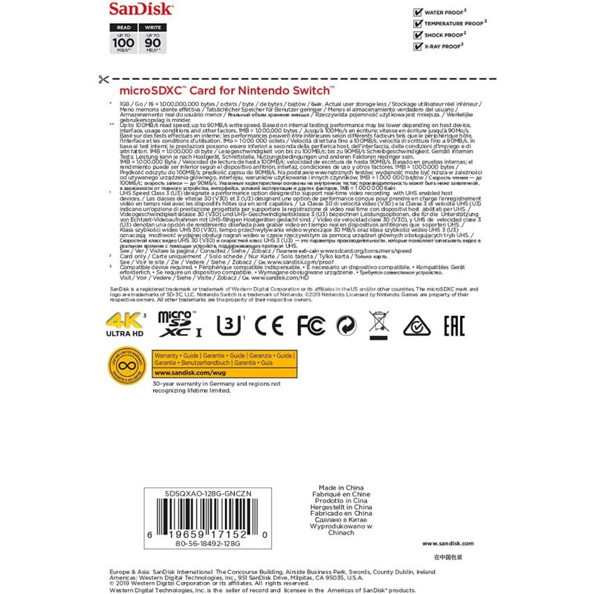 SanDisk 128GB MicroSDXC Card, Licensed for Nintendo Switch - SDSQXAO-128G-GNCZN