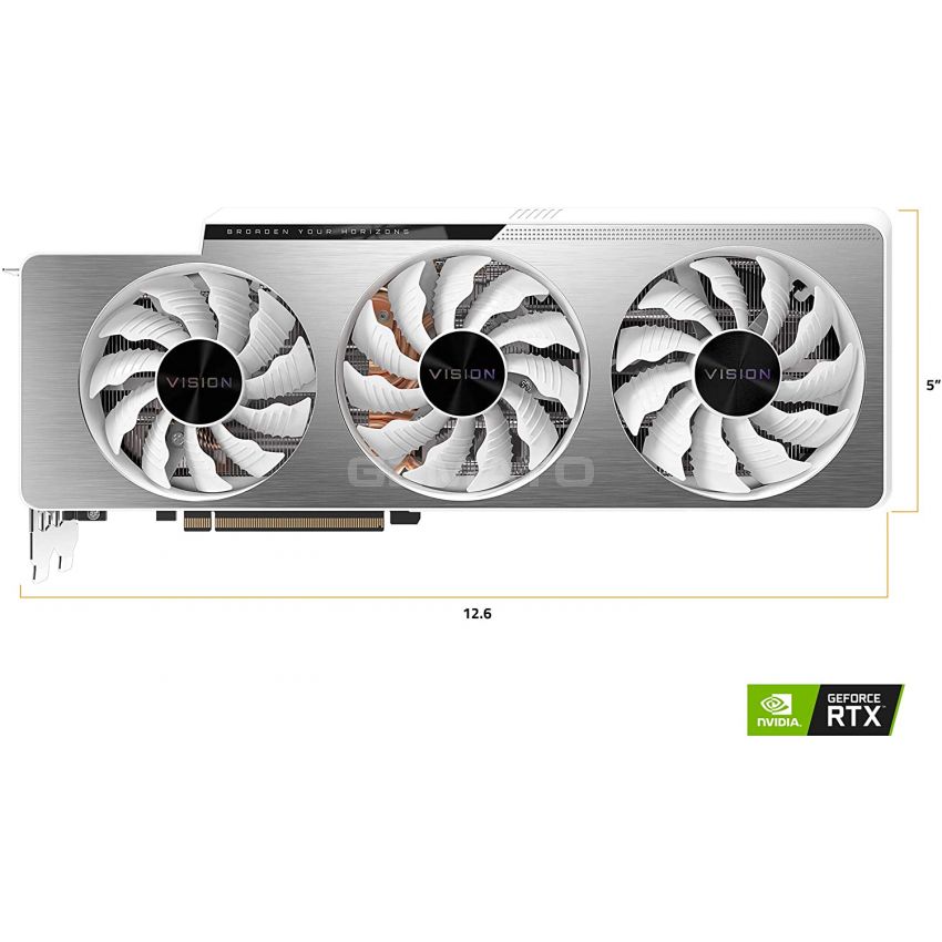 GIGABYTE GeForce RTX 3090 Vision OC 24G, 3 ventiladores WINDFORCE, 24GB 384-bit GDDR6X, GV-N3090VISION OC-24GD