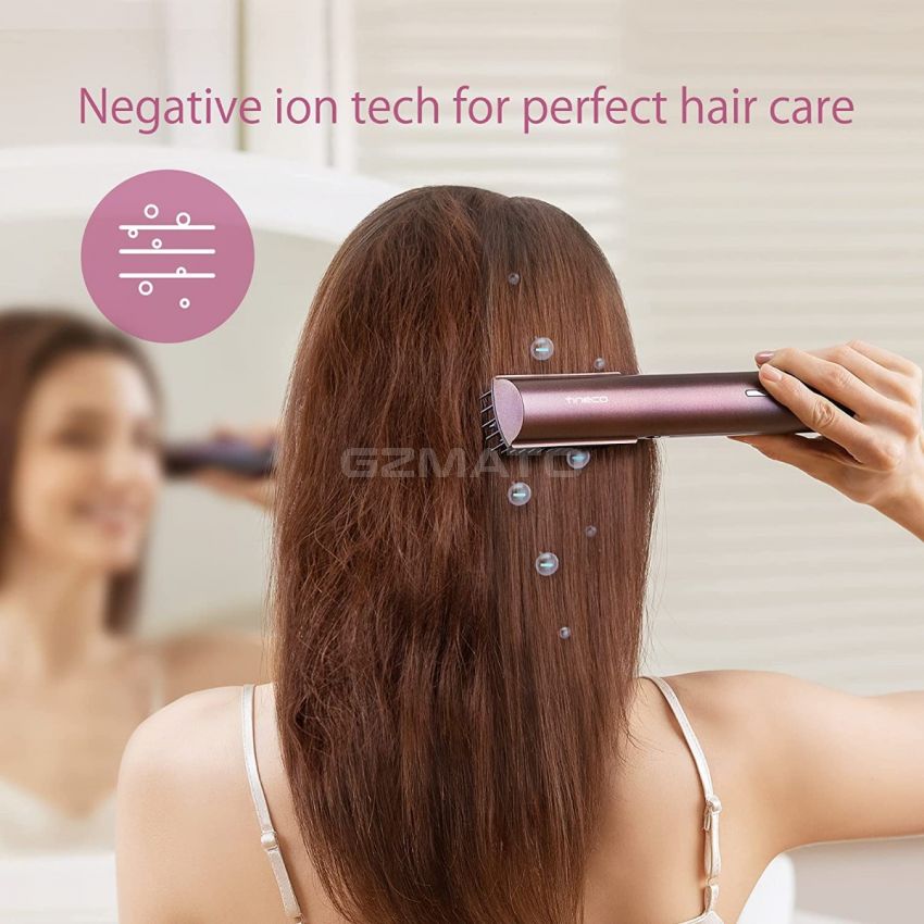 Tineco Smart Cordless Hair Styling Brush, Anti-Scald Hot Hair Straightener for Grooming and Refreshing Hair, with Travel Bag, ZIVA ONE - Purple