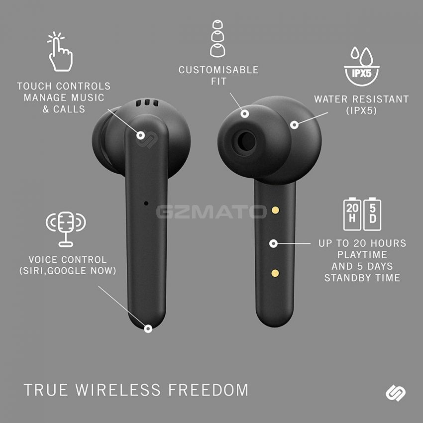 Urbanista Paris True Wireless Earphones 20H Playtime Wireless Charging Case, Bluetooth 5.0, Noise Cancelling Earphones with Touch Controls + Built-in Mic, Compatible with Android and iOS