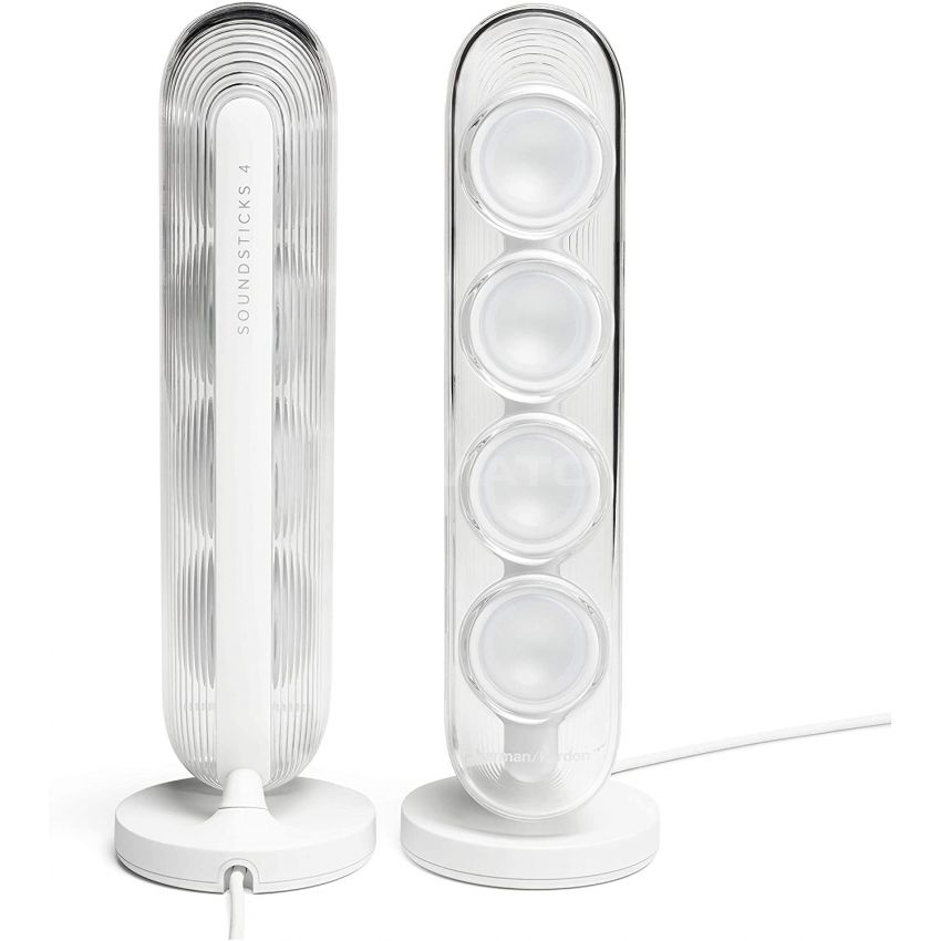 Harman Kardon SoundSticks 4-2.1 Bluetooth Speaker System with Deep Bass and Inspiring Industrial Design - White