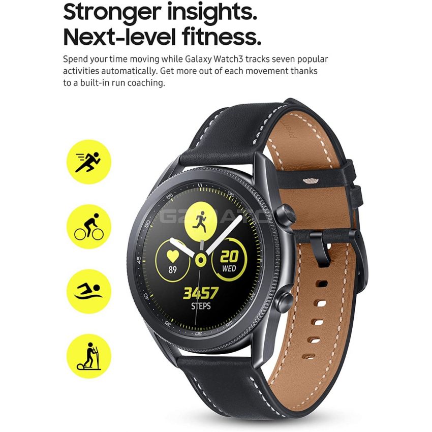 SAMSUNG Galaxy Watch 3 (45mm, GPS, Bluetooth) Smart Watch with Advanced Health Monitoring, Fitness Tracking, and Long lasting Battery - Mystic Black (HK Version)