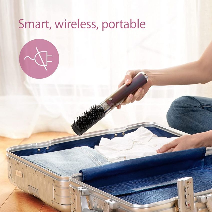 Tineco Smart Cordless Hair Styling Brush, Anti-Scald Hot Hair Straightener for Grooming and Refreshing Hair, with Travel Bag, ZIVA ONE - Purple