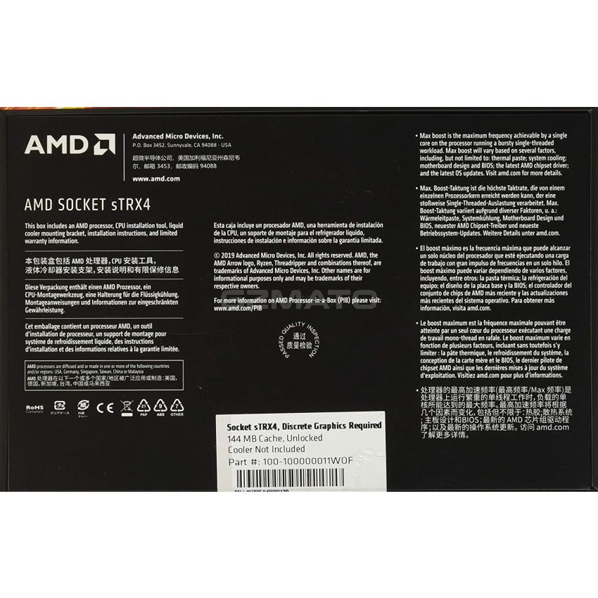 AMD Ryzen Threadripper 3970X 3.7GHz 32-Core 64-Thread Unlocked Desktop Processor