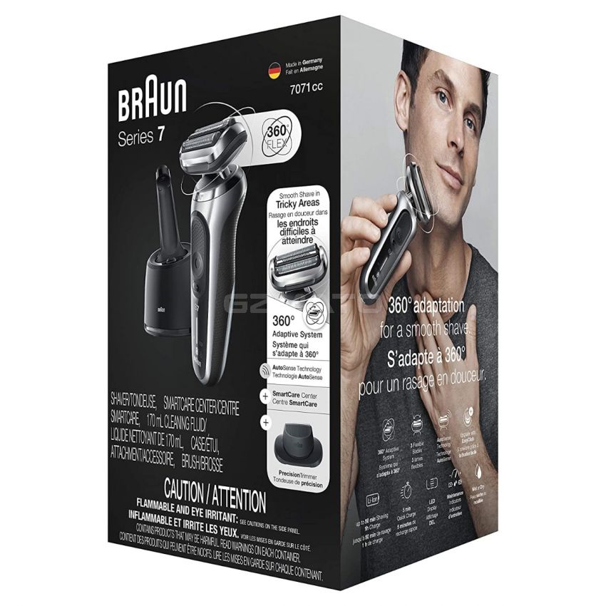 Braun Electric Razor for Men, Series 70-7001cc-7071cc 360 Flex Head Electric Shaver with Beard Trimmer, Rechargeable, Wet & Dry with Clean & Charging Station and Travel Case