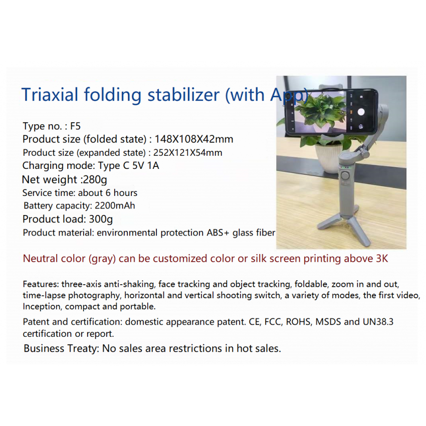3 Axis Handheld Gimbal Stabilizer for IOS/Andriod Smartphone Stabilizer Tripods Video Record Vlog Anti-shake Phone Gimbal