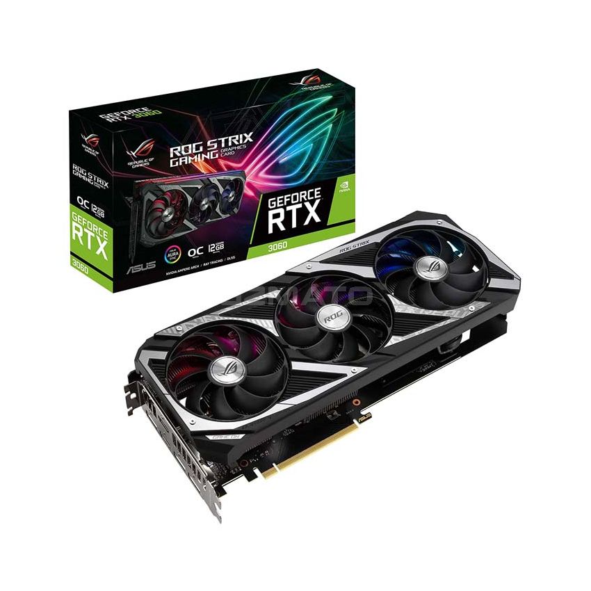 ASUS ROG Strix NVIDIA GeForce RTX 3060 OC Edition Gaming Graphics Card (PCIe 4.0, 12GB GDDR6, HDMI 2.1, DisplayPort 1.4a, Axial-tech Fan Design, 2.7-Slot, Super Alloy Power II, GPU Tweak II)