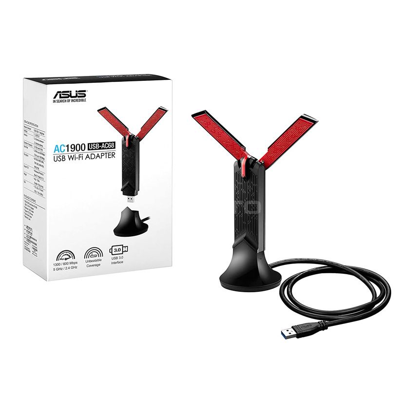 ASUS USB-AC68 AC1900 Dual-band USB 3.0 WiFi Adapter, Cradle included
