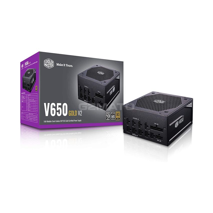 Cooler Master V650 Gold V2 Full Modular,650W, 80+ Gold Efficiency, Semi-fanless Operation, 16AWG PCIe high-Efficiency Cables