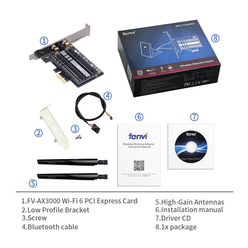 Intel PCIe Dual Band Adapter AX200 Wi-Fi 6 Bluetooth 5.1 Network WiFi Card 802.11ax/ac 2.4G 5G RGB Desktop PC