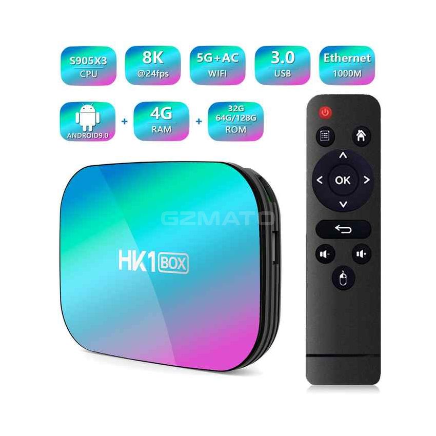 Android 9.0 S905x3 4GB RAM 32GB 64G ROM Android TV Box HK1 Box Max 8k HD 2023