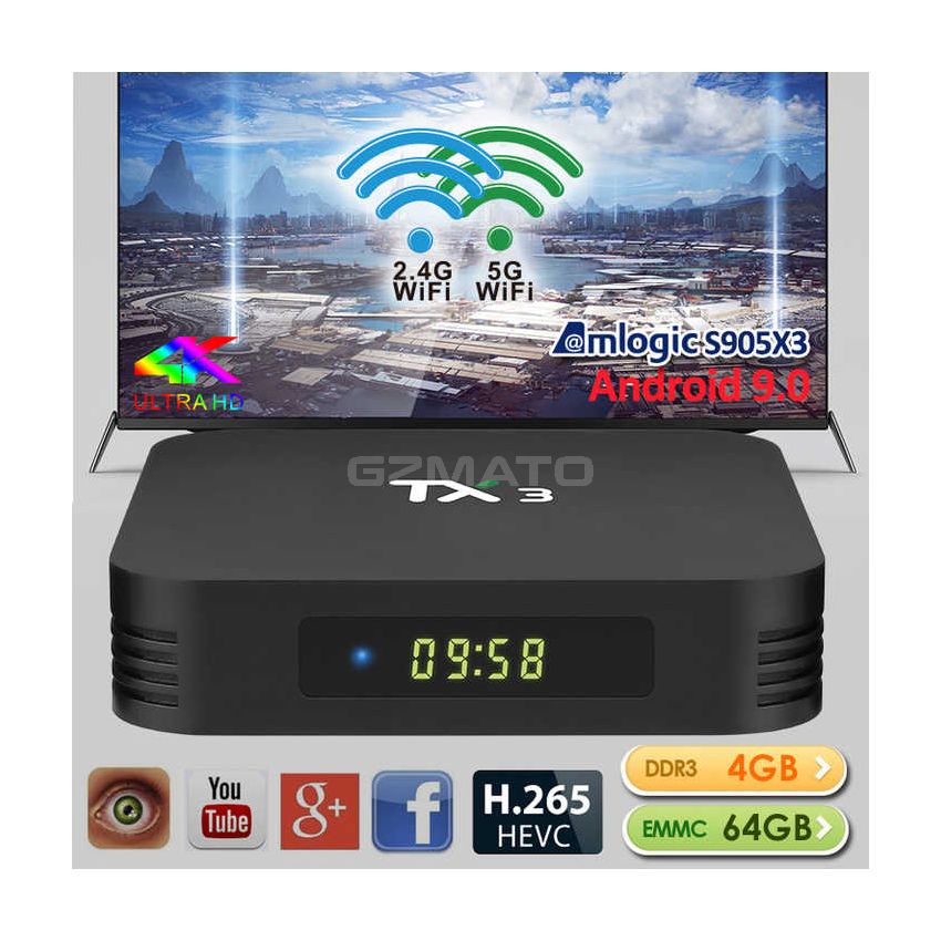 Skyline TX3 Android 9.0 TV Box With S905X3 Chip 4GB 32GB/64GB Smart TV Box Support 2.4G&5G Wifi BT5.0