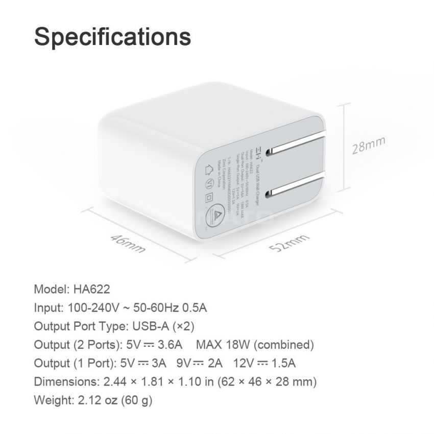 PowerPlug V2 Dual USB Fast-Charge Wall Charger