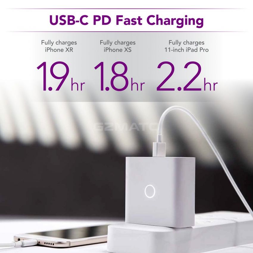 zPower 3-Port Travel Charger: 45W USB-C PD and 18W-Split Dual USB-A Wall Charger