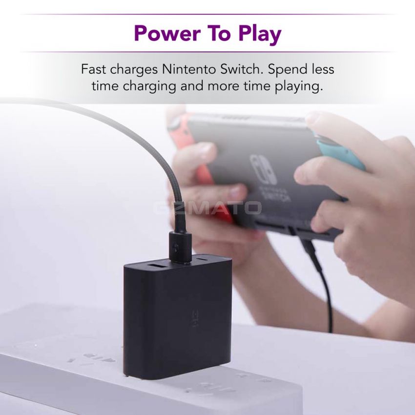 zPower 3-Port Travel Charger: 45W USB-C PD and 18W-Split Dual USB-A Wall Charger