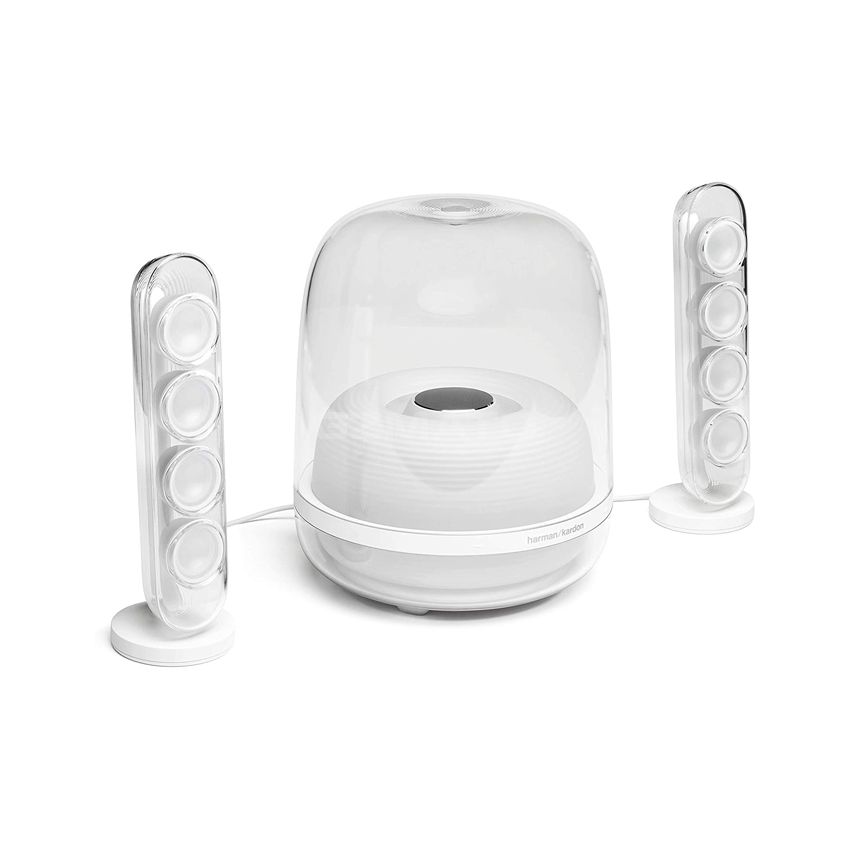Harman Kardon SoundSticks 4-2.1 Bluetooth Speaker System with Deep Bass and Inspiring Industrial Design - White