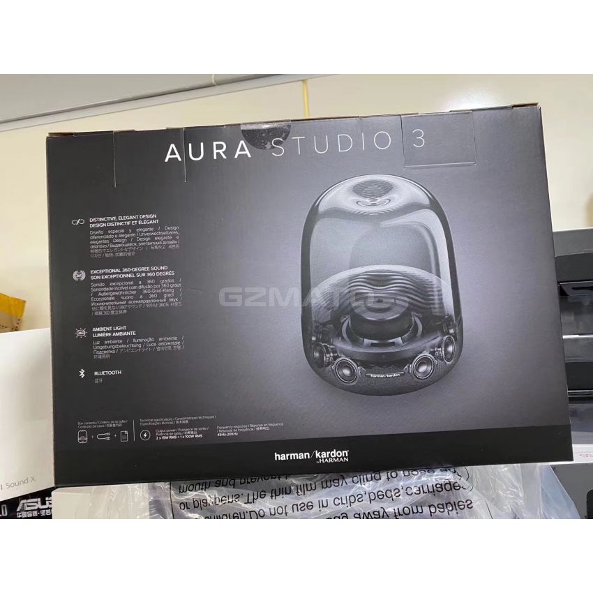 Harman Kardon Aura Studio 3 - Elegant, BT Wireless Speaker with Premium Design and Ambient Lighting - Black