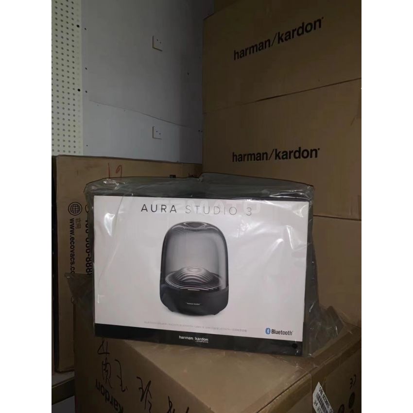Harman Kardon Aura Studio 3 - Elegant, BT Wireless Speaker with Premium Design and Ambient Lighting - Black