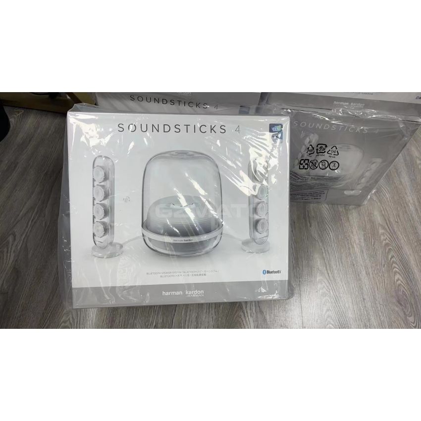 Harman Kardon SoundSticks 4-2.1 Bluetooth Speaker System with Deep Bass and Inspiring Industrial Design - White