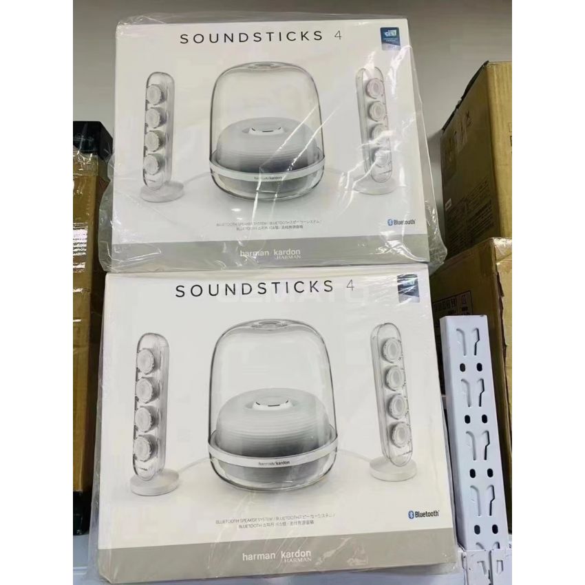 Harman Kardon SoundSticks 4-2.1 Bluetooth Speaker System with Deep Bass and Inspiring Industrial Design - White