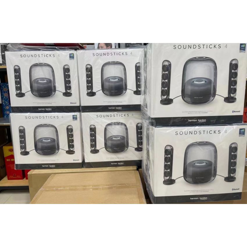 Harman Kardon SoundSticks 4-2.1 Bluetooth Speaker System with Deep Bass and Inspiring Industrial Design - White