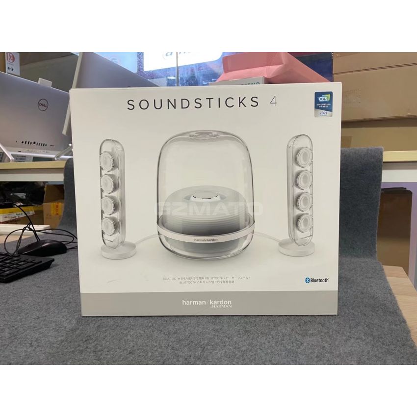 Harman Kardon SoundSticks 4-2.1 Bluetooth Speaker System with Deep Bass and Inspiring Industrial Design - White