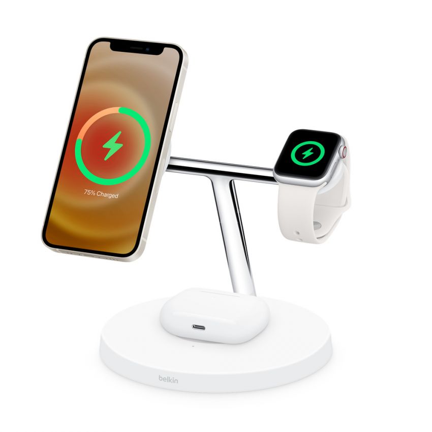 Belkin BOOST↑CHARGE PRO 3-in-1 Wireless Charger with MagSafe-White