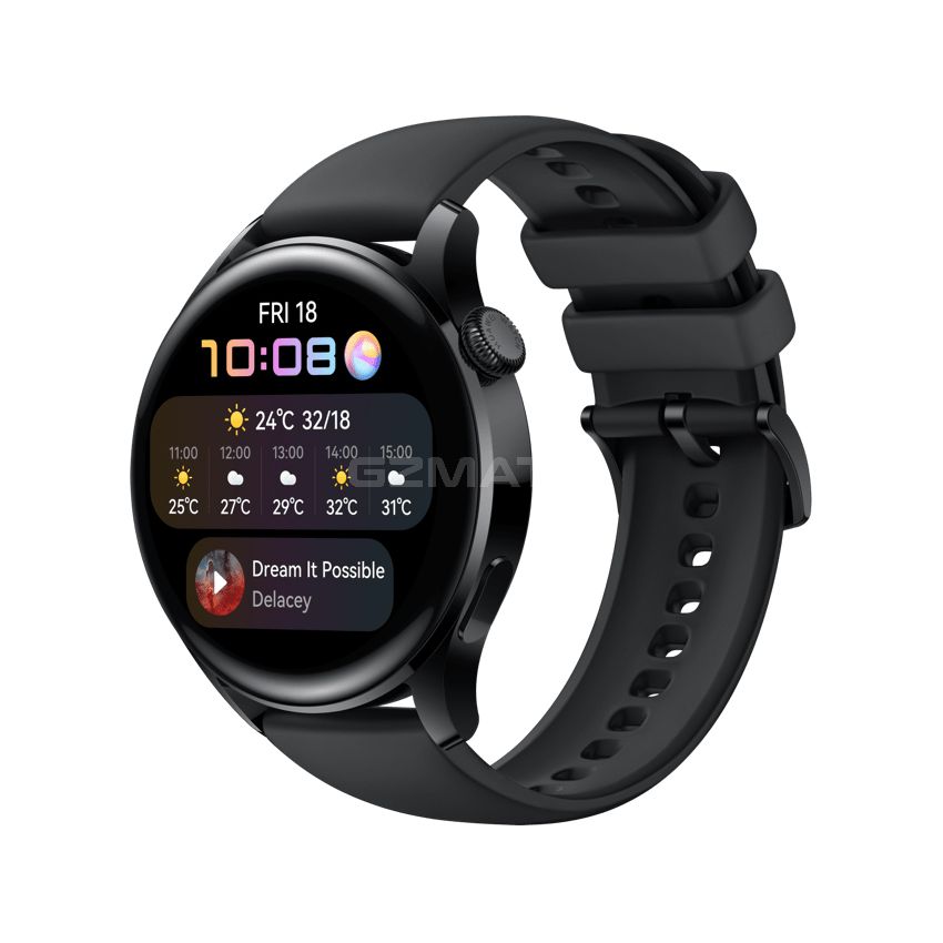 HUAWEI Watch 3 | 1.43 Inches Connected GPS Smartwatch with Sp02 and All-Day Health Monitoring | 14 Days Battery Life - Black Fluoroelastomer Strap