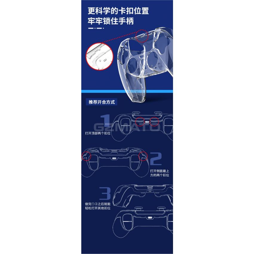 IINE Tokyo Rise Playstation 5 PS5 Dualsense Controller Joystick Transparent Case