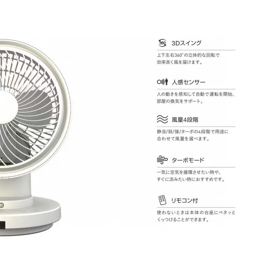 Sezze YK-645W 3D Air Circulating Electric Fan telecontrol 39W 220V-50Hz 62dB - 2022 White