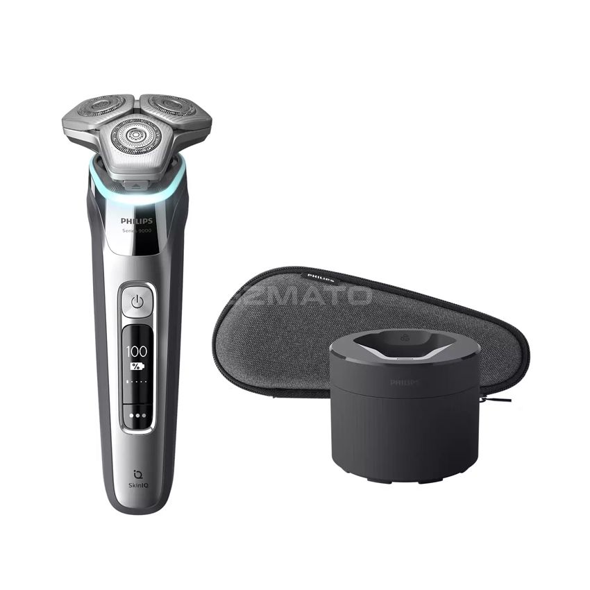 Philips Norelco - 9500 Rechargeable Wet/Dry Electric Shaver with Quick Clean, Skin IQ Technology, Travel Case, and Pop up Trimmer - Silver