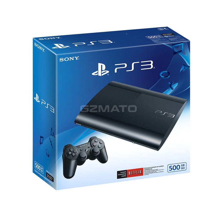 Second-Hand: Used PlayStation 3 500GB Game Console - PS3 Slim 3000/ 4000 Series Original Built-in Games, Could Be Upgrade a Hard Drive - Black