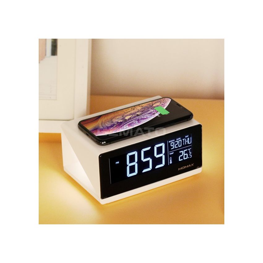 MOMAX Q.Clock Digital Clock with Wireless Charger