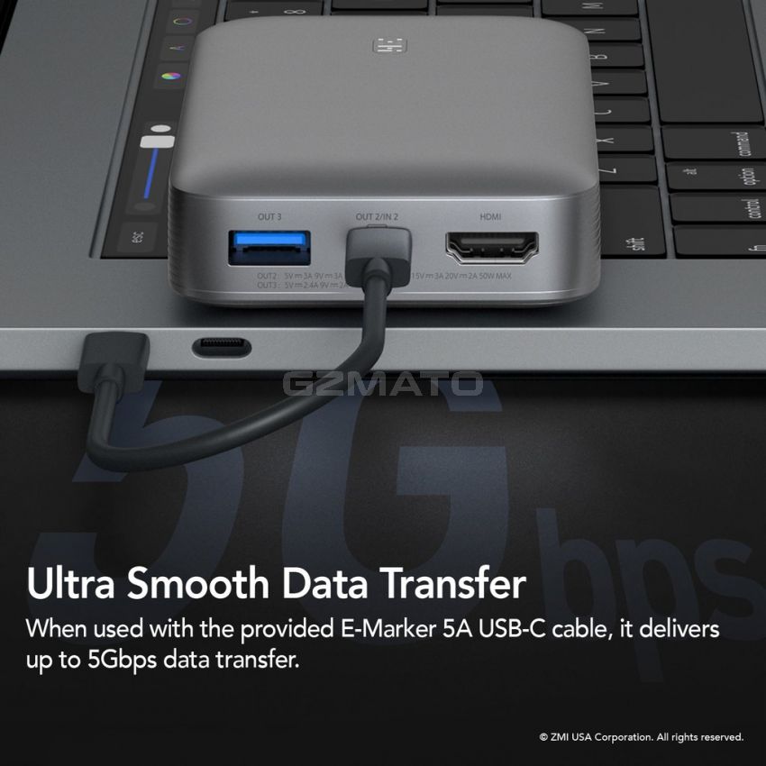 ZMI-PowerPack 10K Ultra Model QB816 - UPS Backup Battery (50W Peak, 22.5W Avg. Output) with High-Speed Data, 4K HDMI, and Nintendo Switch Docking