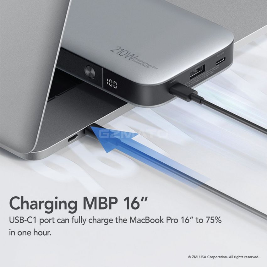 ZMI PowerPack No. 20 Worldwide Edition (Model QB826G) 25000 mAh USB-C Portable Charger for 16 inch MacBook Pro Battery Pack with 210W Total Output