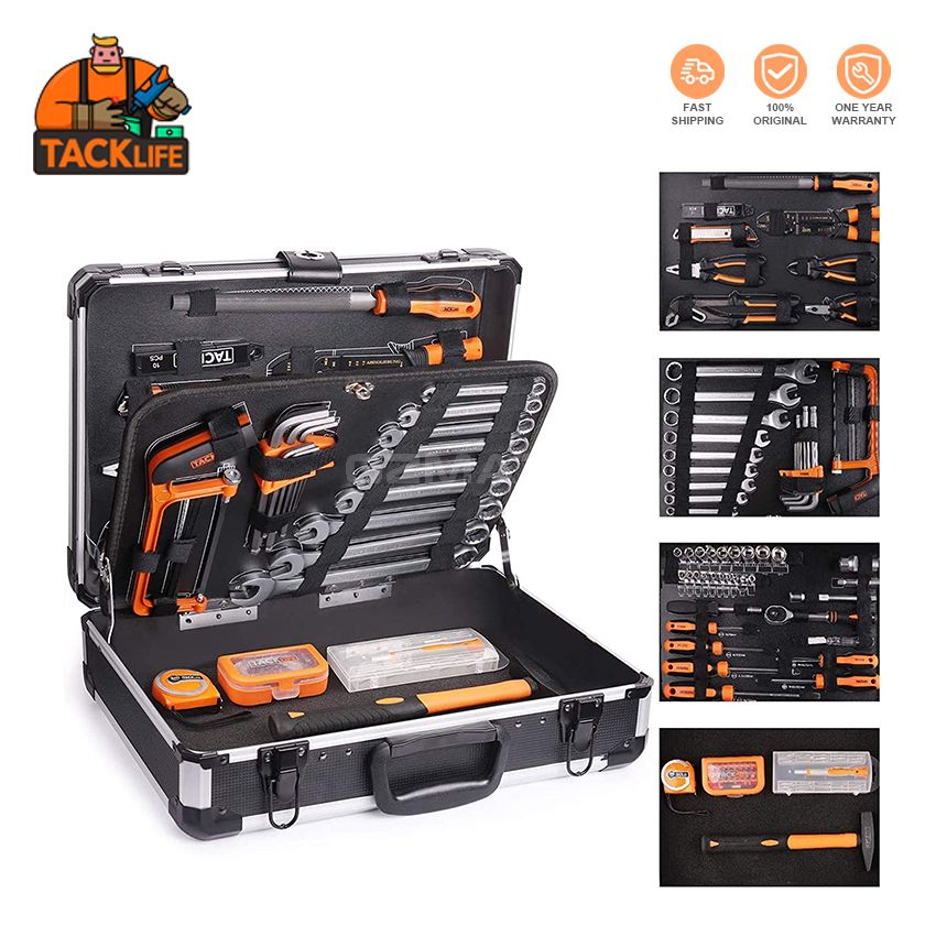 TACKLIFE HHK4B 136pcs Tool Set Hand Tools for Daily Use Househould Tool Kits for Maintenance Work Repair